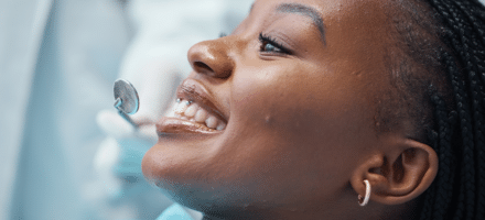 Woman getting dental checkup